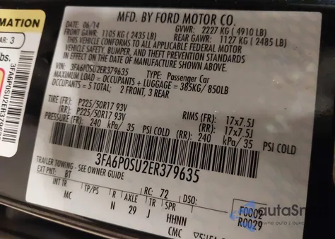 2014 Ford Fusion Energi Titanium из США, поврежденный, VIN 3FA6P0SU2ER379635